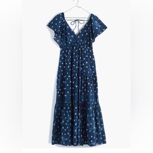 Madewell shibori tie back tiered cotton dress